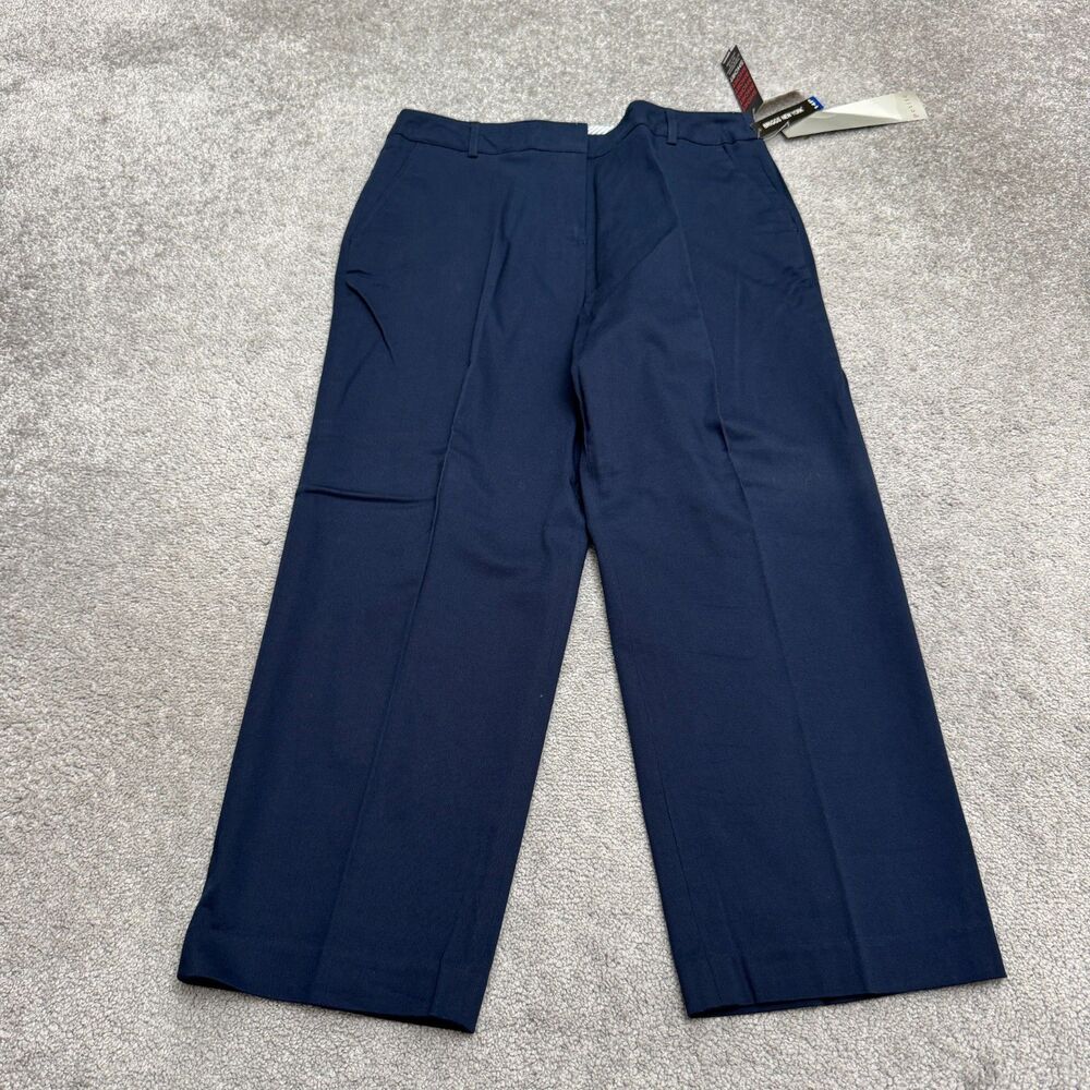 Briggs New York Wide Leg Pants Women 14P Petite Navy Blue Bi-Stretch Career NWT